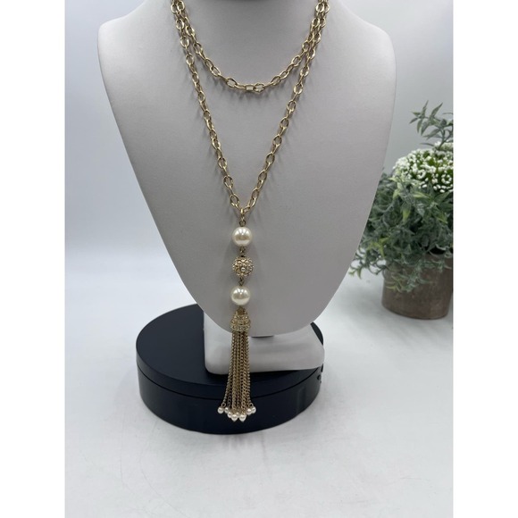 Lia Sophia "Joyous" Gold Tone Crystals Glass Pearls Resin Beads Necklace - Picture 1 of 12